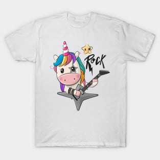 A cool unicorn with a guitar and the inscription Rock T-Shirt